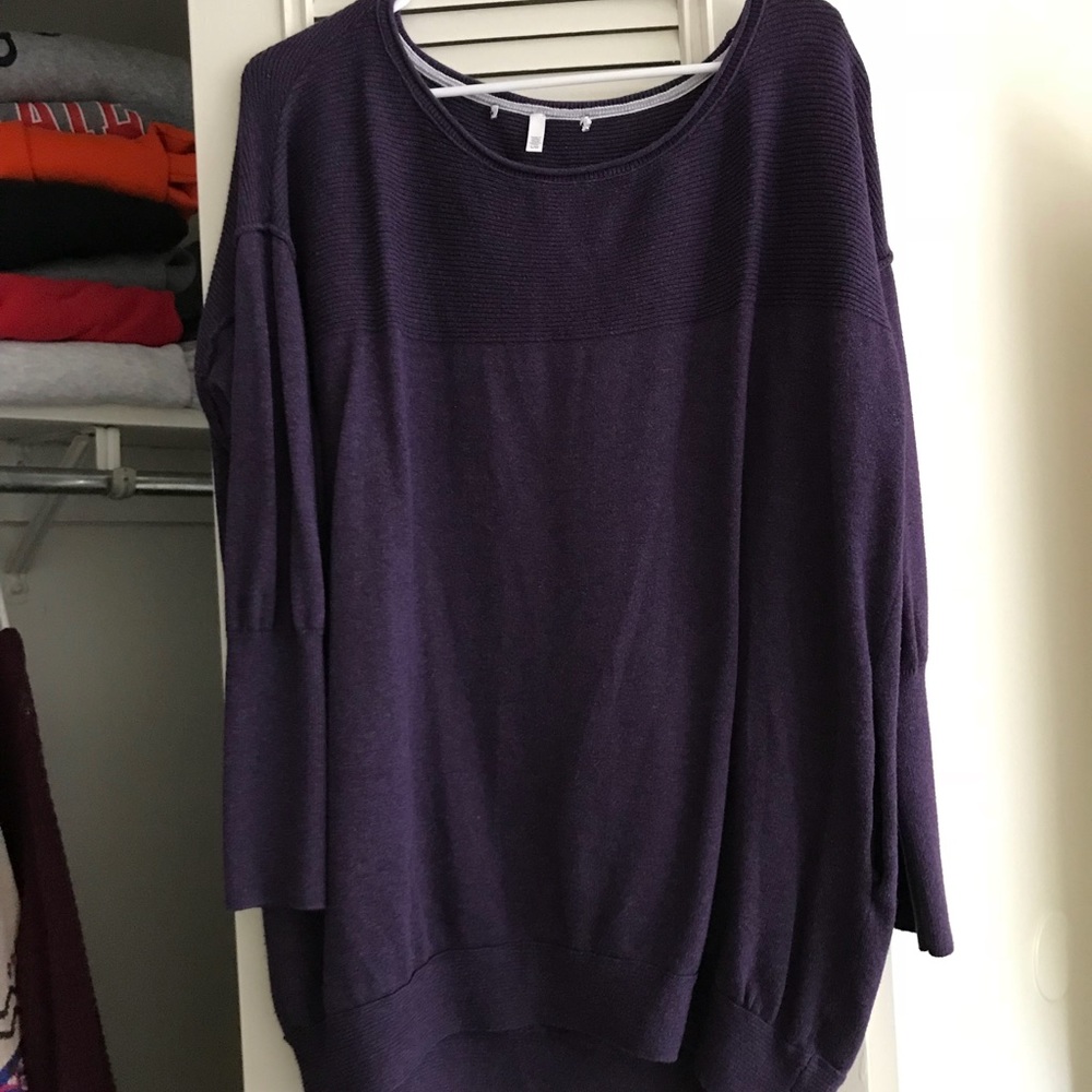 Loose fitting purple knit sweater